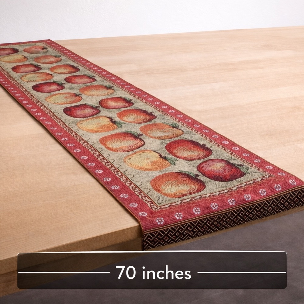 Apple Tapestry Table Runner Fall Kitchen Decor 70x13 Inch‎ Vintage Style